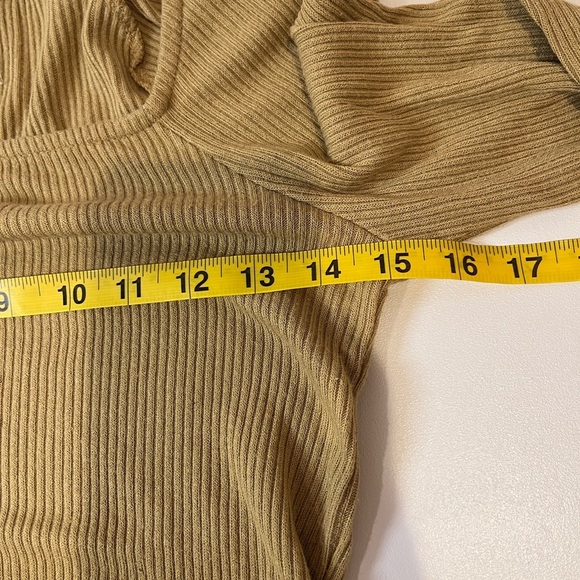 y2k brown square neck long sleeve top fall elena gilbert autumn cozy minimal 90s - Picture 5 of 7